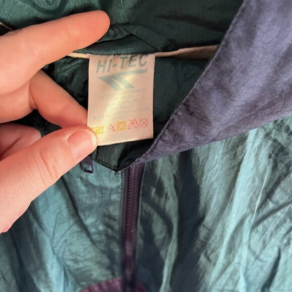 Vintage 80-90s nylon jacket windbreaker Size M Green, Purple, Navy Lined Hi-Tech - Picture 4 of 10